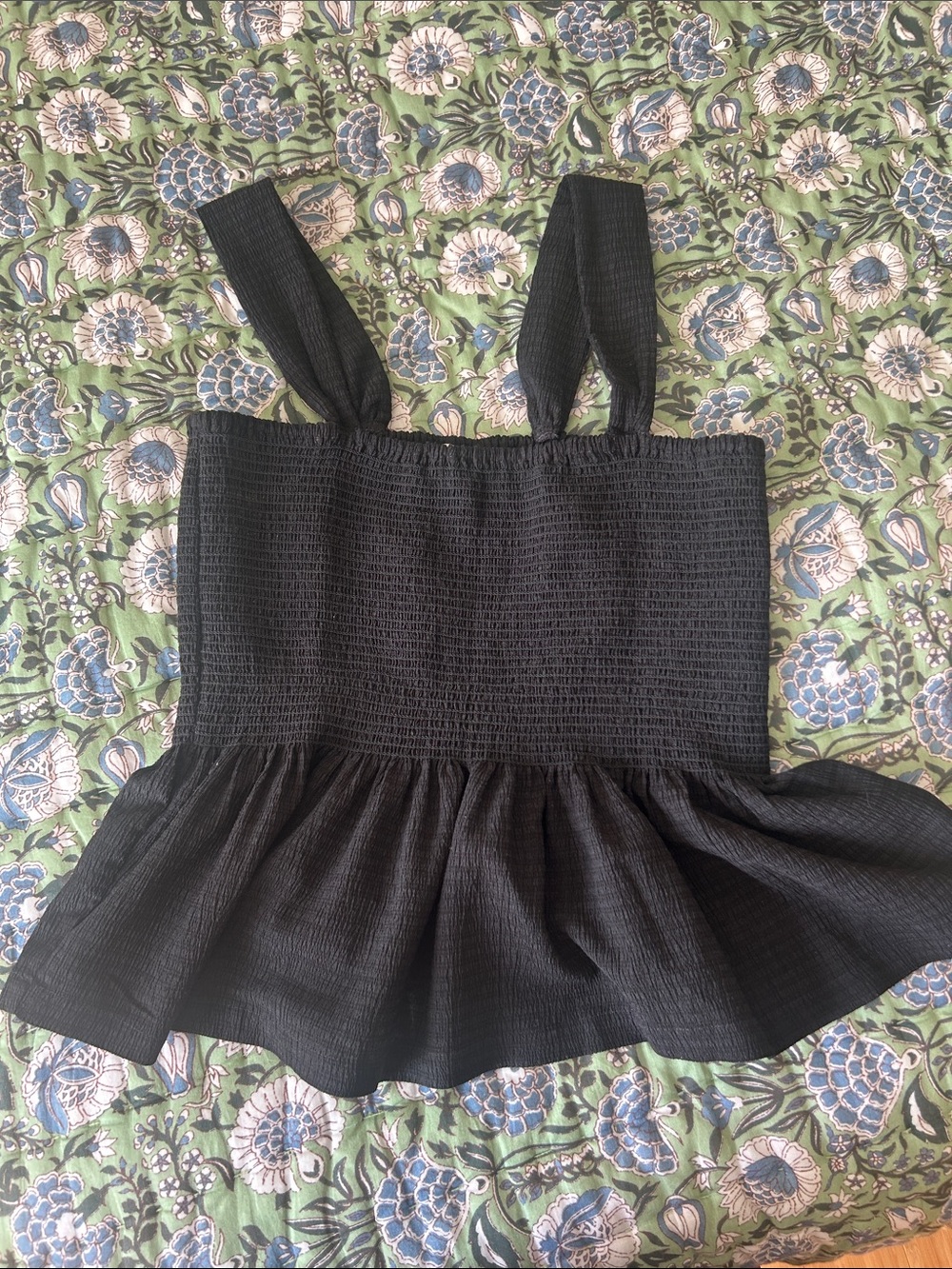 Madewell Black Smocked Peplum Camisole